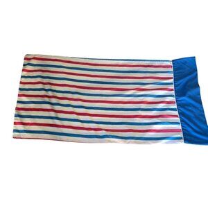 Vintage 70s 80s Cannon Monticello Striped Cotton Muslin Pillowcase Red White Lak